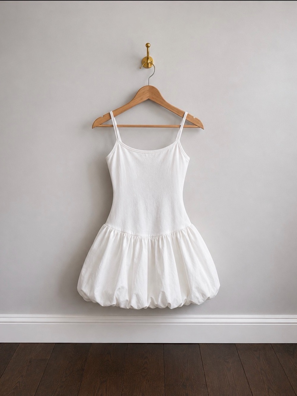 Oak + Fort White Bubble Hem Mini Dress Size S